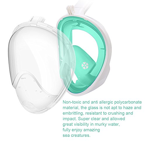BFULL Newest Version Full Face Easy Breath Snorkel Mask 180° Panoramic Sea View Anti-fog Anti-leak Snorkeling Mask with Action Camera Mount and Soft Adjustable Head Straps For Kids and Adults - Thumbnail 3