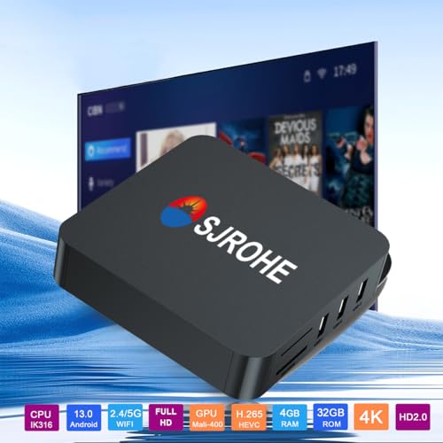 BJLBOJEY TV Box,Android TV Box con 4GB RAM 32GB ROM, TV Box 4K con Android 13.0, 2.4/5G Doble WiFi,HDR10+,Control Remoto IR