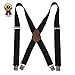Men’ s X Back Suspenders with 4 Quality Controlled Clips & 1.4” Wide Braces & Heavy Duty (Black)