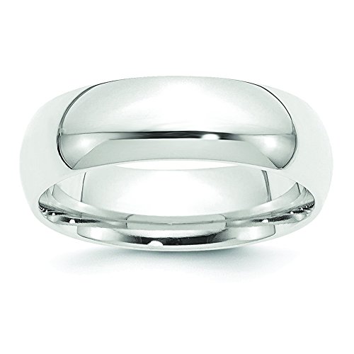 Platinum 8mm Half-Round Comfort Fit Lightweight Band Ring PLWCF080