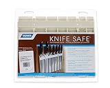 Camco Knife Safe - Securely Mounts on Wood or Metal Surfaces, Holds 7 Cooking and Carving Knives, Organize and Store Knives While Creating Space - (9" x 11") Beige (43583)