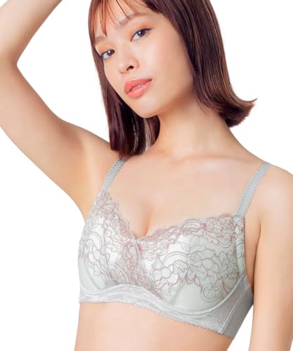 [ウイング/ワコール] ブラジャー コンパクトにバストメイク 高さをおさえる 【小さく見せるブラ】 Gカップまで対応 大きいサイズ ブラ KB6100 GY E85
