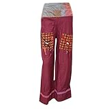 Womens Trouser Maroon Yoga Relaxing Boho Hippie Casual Palazzo Pant