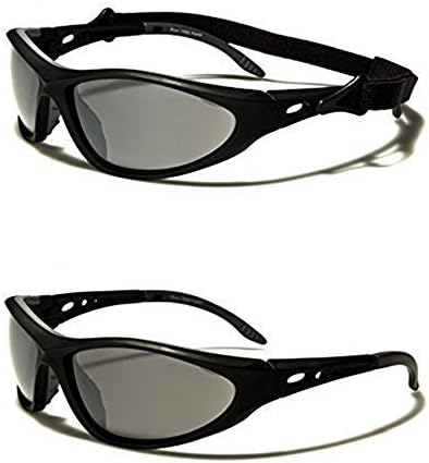 Men's Wrap Around Comfort Fit Sports Sunglasses with Detachable Strap – Cat 3 Lenses Full UVA/UB Protection – Includes Cleaning Cloth & Pouch – Ideal For Cycling & Jogging – 7 Colours (Black Frame \ Black Smoked Lenses)