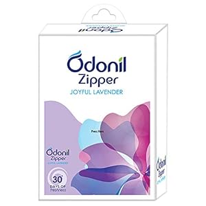 Odonil Bathroom Air Freshener Zipper – Joyful Lavender – 10 g (Pack of 6)