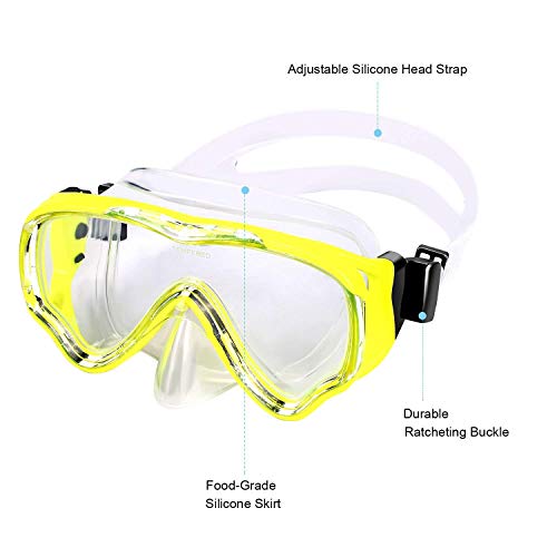 image for UPhitnis Kids Seaview Snorkel Set - Dry Top Snorkel Mask with Big Eyes