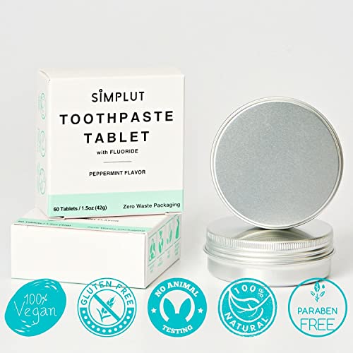 Chewable Toothpaste Tablets with Fluoride, 60 Pack Travel Sized Oral