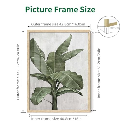 KOOPAO 3 Set of 16"x24" Oak Wood Picture Frames Natural Wood Color 16x24 in Poster Frame for Wall Art Decor, 16x24 inch Poster Photo Wooden Frames,Hang Horizontal and Vertical 40.8x61.2cm Art Picture