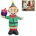 Joiedomi 5 Foot Elf Christmas Inflatable, LED Light Up Elf with Present, Indoor/Outdoor Christmas Decoration