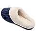 ULTRAIDEAS Women's Lamb-hug Comfy Fleece House Slippers Memory Foam, Slip-on House Shoes Indoor Outdoor (Blue, Size 9-10)