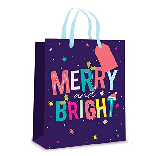 Tallon (7266) Large Size 'Merry & Bright' Christmas Xmas Gift Bags - Pack of 12