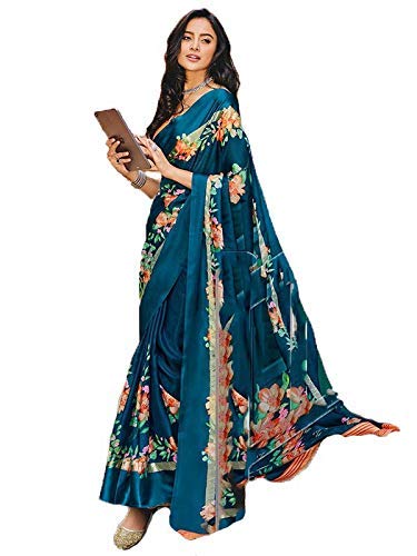 Linen with Blouse Piece Saree (TULIKA Teal_1_Green_Free)