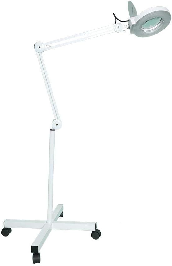 Floor Standing 5X 8X 10X Magnifier Lamp for Beauty, Skin, Manicure, Tattoo Salon，White