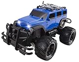 RC Truck Jeep Big Wheel Monster Remote Control Car with LED Headlights Ready to Run Includes Rechargeable Battery 1:16 Size Off-Road Beast Buggy Toy