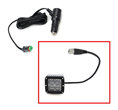 iJDMTOY (1) 10ft 12V Cigarette Lighter DTP Adapter Harness w/ Switch For LED Pod Light, LED Light Bars, LED Work Lamp (Compatible Up To 120W)