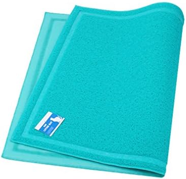 Cat Litter Mat - Safe &amp; Non-Toxic - Waterproof &amp; Easy-to-Clean ,Cat Box Mat - Extra Large Cat Track Mat Litter Mats for Cats Kitty Litter Boxes , Size 35.5" X 23.6" (Aqua Blue)