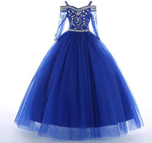 WZY Girls Long Ruffled Ball Gowns Beading Girls Pageant Dresses โฆ