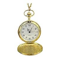 MAGQOO Classic Smooth Full Hunter Pocket Watch with 31.5" Chain (Golden)