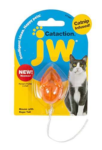 JW Cataction Mouse with Bell & Tail Toy, Multicolor
