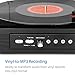 1byone Belt Drive 3 Speed Mini Stereo Turntable with Built in Speakers, Supports Vinyl to MP3 Recording, USB MP3 Playback, Stereo Headphone Jack, Pitch Control and RCA Output, Blackthumb 2