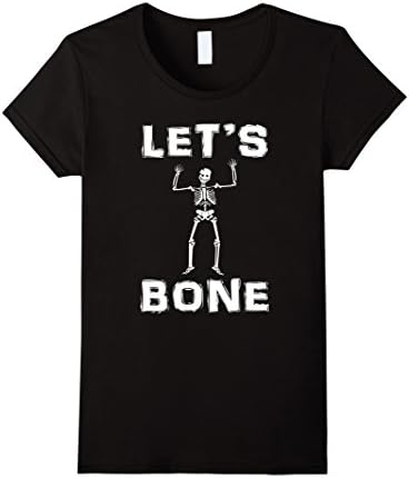 Womens Lets Bone Skeleton Cute Funny Halloween Party T Shirt Skull Small Black
