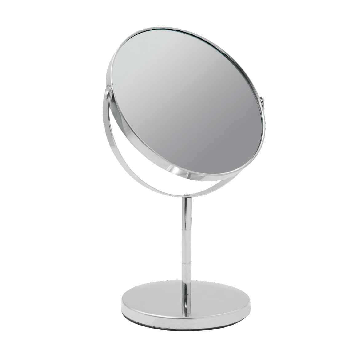 Anika Freestanding Chrome Vanity Mirror with 2X Magnification/Double Sided Swivel Makeup Mirror / 360° Rotating Countertop Bathroom Mirror with Weighted Base 66959