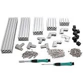 MakerBeam XL Regular Starter Kit Clear Anodized Including Beams (15x15mm), Brackets, Nuts and Bolts
