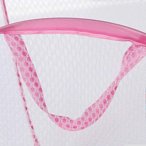 Portable, Durable Handles, Laundry Basket Pop Up Mesh Bin Tidy Storage Foldable Cloth Washing Bags Hamper 2Pcs (Pink)