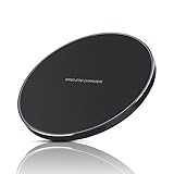 Antye Wireless Charger - Ultra Slim Aluminum Wireless Charging Pad Stand with Anti-Slip Rubber Base for iPhone X 8 8 Plus, Samsung Galaxy S9 S8 Plus Note 8 S6 S7 Edge and Qi-Enabled Device (Black)
