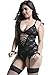 Anyou Plus Size Lingerie Sets Stretchy Lace Women Lingerie Chemise Nightwear Black X-Large