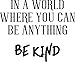 Vinyl Wall Art Decal - in A World Where You Can Be Anything Be Kind - 19