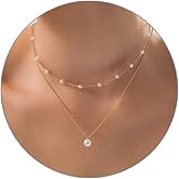 Luxval Pearl Necklaces Choker for Women,Cream White Pearl Jewelry, 14K Gold Plated Handmade Dainty Toggle Clasp Necklace for Women Jewelry Gifts