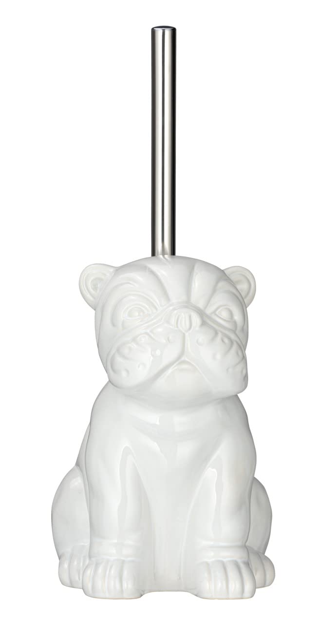 PUMA Bulldog Toilet Brush Holder, Ceramic, White, 19.5 x 15.5 x 12 cm