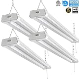 Linkable LED Shop Light for Garage, 42W 5200lm 4FT, 6000-6500K Daylight White, with Pull Chain (ON/Off) cETLus Listed, 5-Year-Warranty, 6000K (4PK)