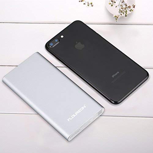 FLOUREON 12000mAh Power Bank Portable Cell Phone Fast Charging External Battery Pack with Type C and Lighting for iPhone,iPad, Samsung and More (Silver) - Thumbnail 6