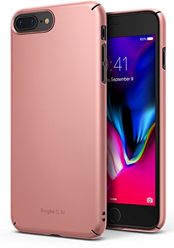 Ringke Slim Compatible with iPhone 7 Plus Case, iPhone 8 Plus Case Snug Fit Slender Thin Scratch Resistant Phone Cover - Rose Gold