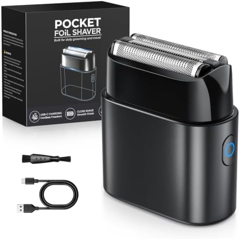 Rasoio Elettrico Barba Uomo, Mini Shaver da Viaggio Compatto 90g