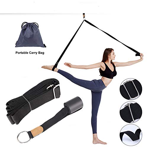 Xroam Adjustable Leg Stretcher Lengthen Ballet Stretch Band – Easy Install on Door Flexibility Stretching Leg Strap Great Cheer Dance Gymnastics Trainer Stretching Equipment (Black)