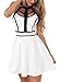 Drimmaks Womens Halter Hollow Out Club Party Fit and Flare Cocktail Skater Dress (L, DM003-White)