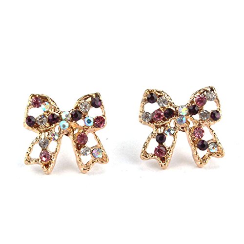 Suppion-Colorful-Rhinestone-Bowknot-Ear-Stud-Earrings-Women-Lady-Party-Gift