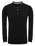 Coofandy Men's Workwear Raglan Long Sleeve Collarless Henley Shirts