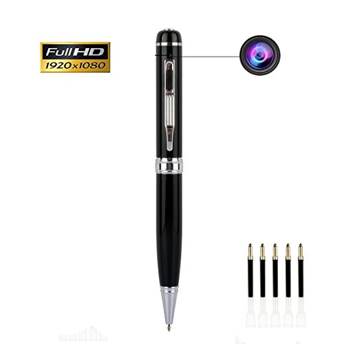 Hidden Camera Pen - HD 1080P Spy Pen Camera Video Recorder Pen Loop Recording Plug and Play,Roller Ball Pen with Free 5 Black Refills