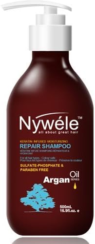 Nywele Keratin Infused Moisturizing Repair Shampoo 16.9oz - SULFATE, ALCOHOL, PHOSPHATE &amp; PARABEN FREE (Color safe) by Nywele