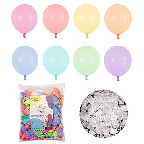 Assorted Colored Pastel Latex Balloons for Parties 10 inch 100 pcs + Balloon Ties for Sealing 100 pc - //coolthings.us