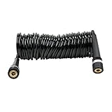 30'. Coil Hose, PU, Inside Braided, Quick Connect Coupler On Both Ends