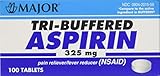 Tri Buffered Aspirin Tablets Generic for Bufferin 325 mg 100 Tablets per Bottle Pack of 2 Total 200 Tablets