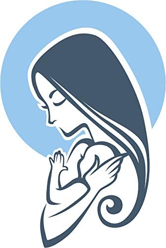 Amazon Com Simple Elegant Catholic Mother Mary Cartoon Art Vinyl Sticker 4 Tall Mary And Baby 3 Automotive