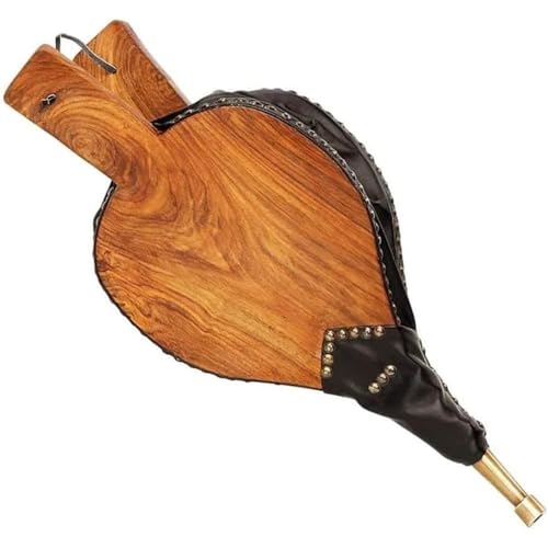 Lodge Fireplace Bellows Hardwood & Leather Handheld Air Blower with Brass Nozzle
