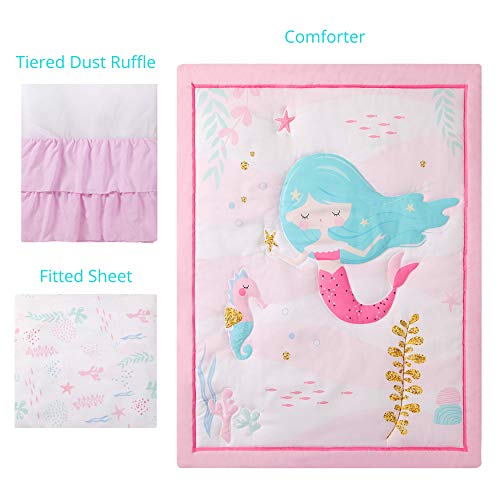 La Premura Mermaid Baby Nursery Crib Bedding Sets for Girls Happy