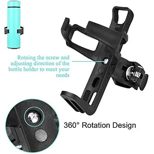 M-Aimee 2 Pack Bike Water Bottle Holder No Screws with 1 Pack Silicone Bike Phone Mount, 360 Degree Rotating, Bike Accessories Bike Cup Holder and Bike Phone Holder (Black)